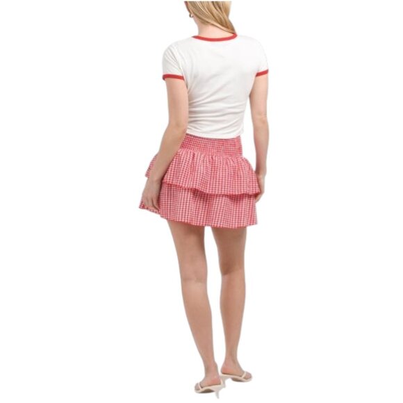 BETTER TOGETHER Bow Top With Gingham Skirt Set And Matching Hair Scrunchie - Picture 2 of 8